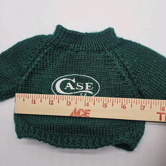 2 Vintage Handmade Doll Clothes Embroidered Sweaters Case Cutlery Green & White - Picture 6 of 9